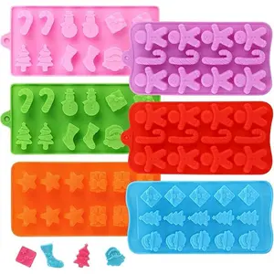 Christmas Silicone Chocolate & Candy Molds 6PCS – Holiday Baking Molds for Chocolate, Candy, Ice Cubes, Cake Toppers, Santa Snowman Tree Stocking Gingerbread Candy Cane – BPA Free Nonstick Silicone, Christmas gifts, gift for her, chocolate molds
