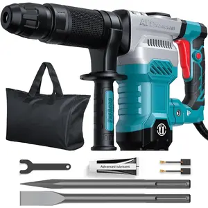 SDS-Max Demolition Jack Hammer for Concrete, Lightweight 11 Amp Electric Demo Chipping Hammer, Alloy Shell, Vibration Control, Includes , Tool Bag and Chisels