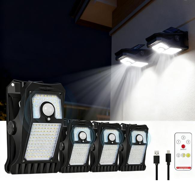 Solar Outdoor Clip-on Motion Sensor Light 3 Modes, 3 Mounting Ways IP65 Waterproof Security Light, for Chain Link Fence Camping G