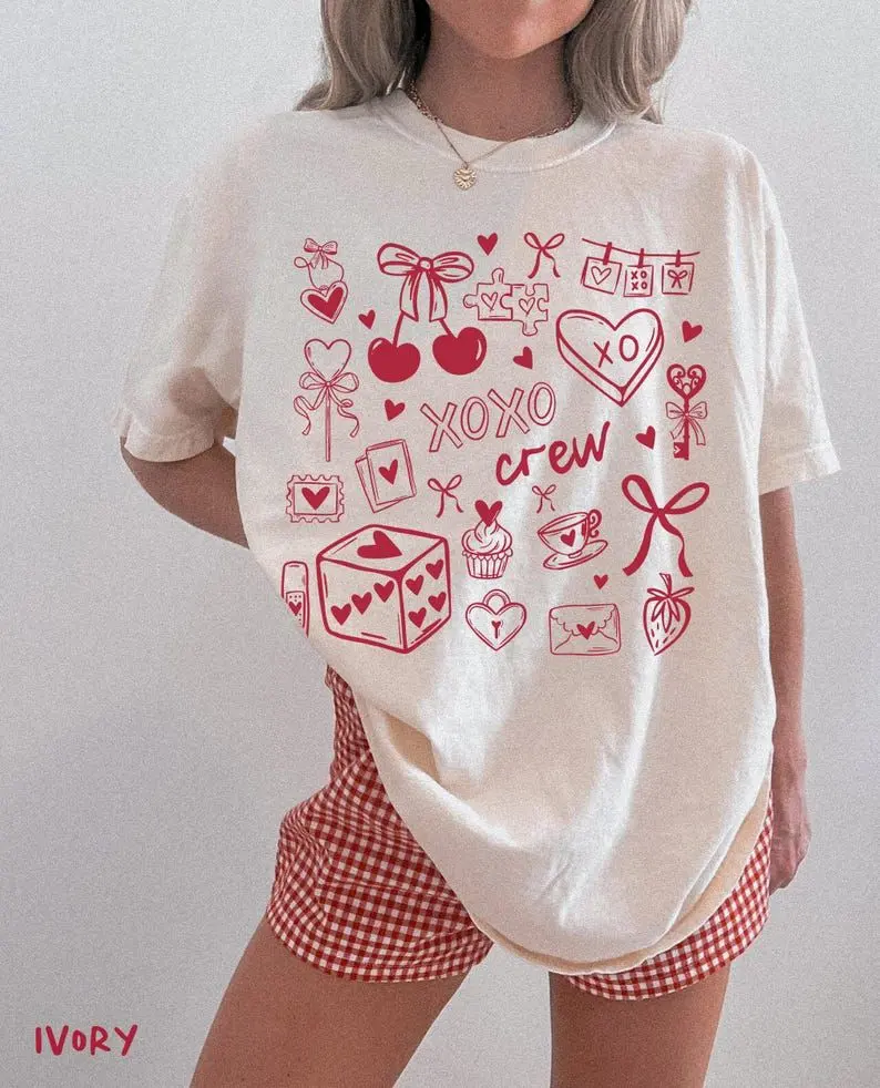 XOXO Crew Shirt, Valentine's Day Shirt Women, Galentine's Day Matching Tees