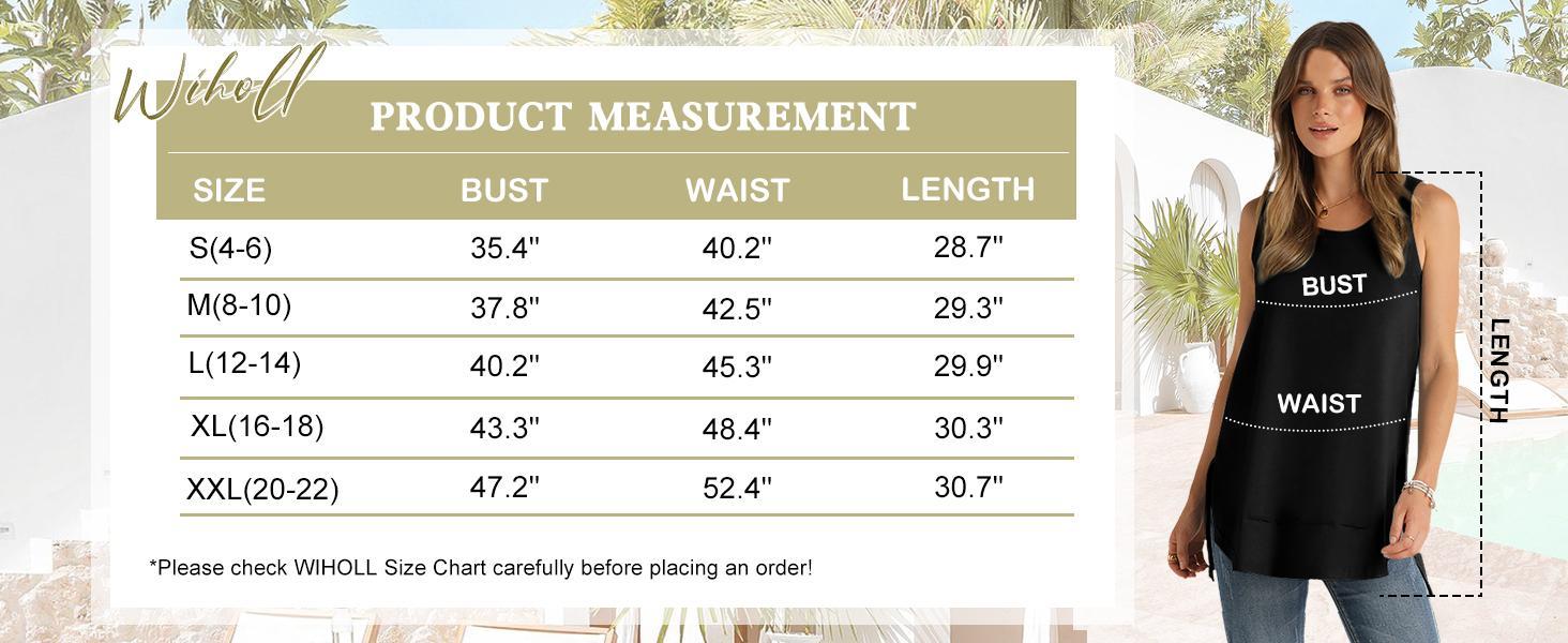 WIHOLL FASHION Loose Fit Tank Tops for Women Scoop Neck Summer Side Split Sleeveless Shirts 2025 Fashion