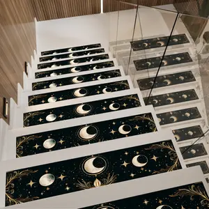 Super Anti-Slip Stair Mats, 15pcs/7.87x29.92inch, Moon Star Style, Rubber Backed, Indoor Non-Spill, Strong Absorbent, Safety Mat, Floor Mat