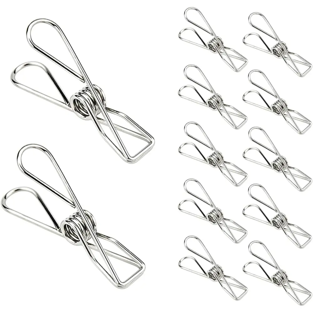 Stainless Steel Heavy-Duty Laundry Pegs 50-Pack - Smooth, Rust-Resistant, Durable Clips for Outdoor Clothesline, Snack Bags, Room Organiser Use; Ideal for Food Freezing Storage, Paper Craft Folders, Picture Racks