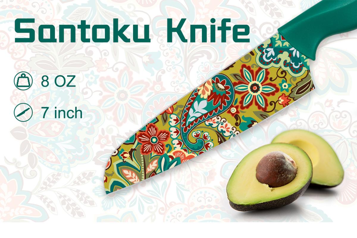 Astercook Paisley Knife Set Kitchen Block Rustproof Stainless Steel & Scratch-Resistant PP, Perfect Gift Idea Springtok Multicolor