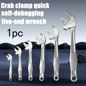 Multi-Size Adjustable Wrench, Self-Tightening Crab Claw Design, Wide Opening Ratchet Spanner, for Household & Industrial Use