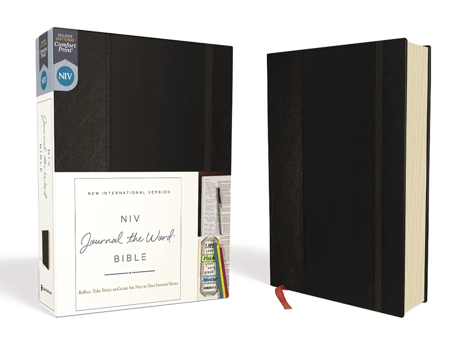 NIV Journal the Word Hardcover Journaling Paper Bible - Black, Red Letter, Comfort Print, Ideal for Note-Taking, Reflection, Art Creation