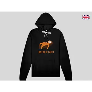 Men's lazy lifestyle, humor, sloth-themed procrastination Graphic Hoodie - Long Sleeve Pullover Regular Fit | Soft & Breathable Fabric, Durable Print, Everyday Comfort, Machine Washable, funny parody, cartoon illustration casual wear, humorous gift item