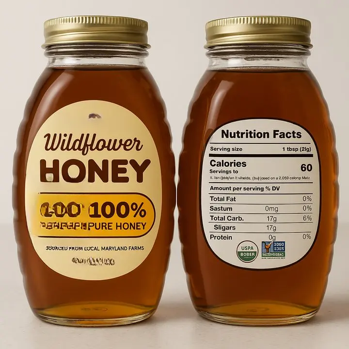 Honey Collection 100% Pure Organic Wildflower Honey Sourced from Local Maryland Farms Light Floral Flavor 60 Calories per Serving Sweet Natural Taffy