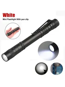 Mini LED Flashlight Pen Clip - 3W White Light, IPX4 Waterproof, Aluminum Alloy, Portable Pocket Torch for Hiking, Camping, Night Cycling, Outdoor & Home Use - 2 Pack