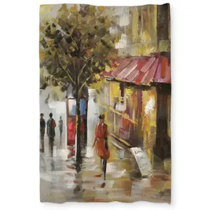Begin Home Decor C1DCTXLWWJW1FP Abstract Street with Passers Twin Size Extra Long Duvet Cover - Contemporary Home Decor