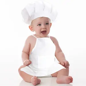 2PCS Newborn Baby Photography Chef, Baby Chef Outfit/Baby Apron and Hat, Mini Toddlers Chefing Hat, Toddlers Chefs Clothes with Cotton Material for Infant Photography, Child Chefing Outfit