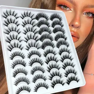 20 pairs of 3D fake eyelashes, natural cat eyes, dramatic thick eyelashes, eyelash extensions, makeup, Cosmetic Eyelashes