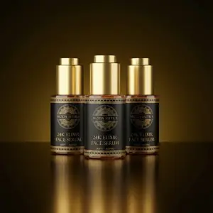 3 Packs of Moda Sutra Anti-Aging Face Serum 24K – Hydrating - Radiant - Glowing Skin with pure Gold Flakes for collagen restore and Smooth Skin - 30 ML - Luxurious Skincare hyaluronic acid Oil Rejuvenating