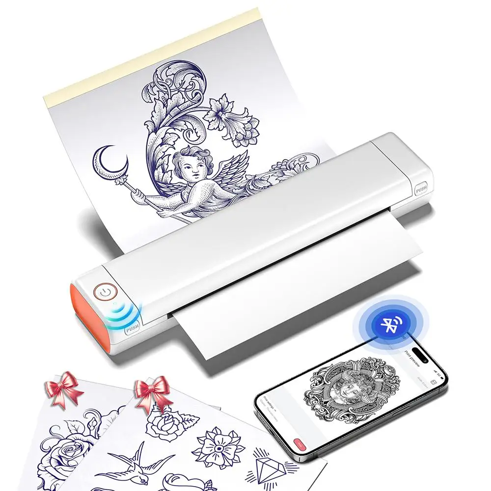Phomemo M08f Wireless Tattoo Transfer Stencil Printer, [tattoo Paper Needs To Be Purchased Separately], Thermal Tattoo Machine, Tattoo Printer Kit, Ha