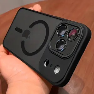 Magnetic Luxury Frosted Clear Shockproof Protective Case, Compatible with iPhone 16/15/14/13/12/11 Pro Max - Wireless Charging Supported Cover