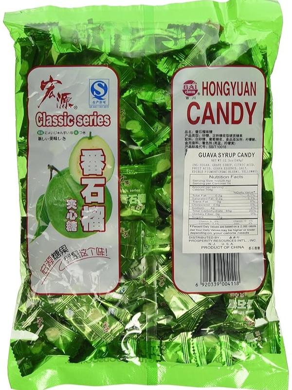 HONGYUAN Candy- Guava Lychee Pineapple Strawberry Grape Orange Peach Flavor Classic Sweet Candy Snack 350g Bonbon Natural