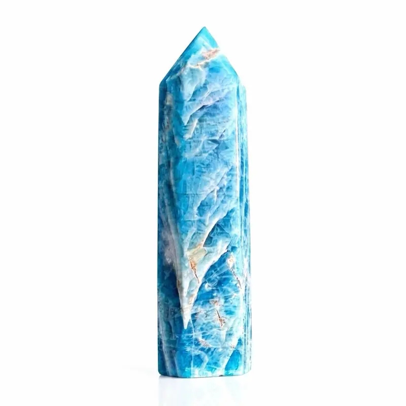 Natural Blue Apatite Crystal Tower - 3.5 in Polished Stone Point, Unique Decor & Gift Item Home Decoration Ornament