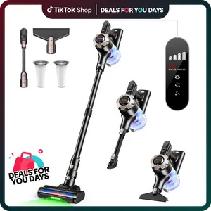 【 2026 newly upgraded】Trucozie T350 Cordless Vacuum Cleaner, 33kPa Powerful Stick Vacuum with Green LED Headlights & 45 Mins Runtime, 8-in-1 Self-Standing Lightweight Vacuum for Carpet, Hardwood Floor, Pet Hair