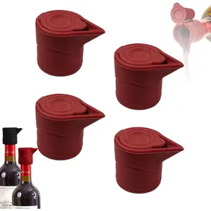Bottle Stopper,  Bottle Stoppers for Glass Bottles, Beverage Bottle Sealer,   Champagne Bottle Cover  Saver (Red-4 Pack)