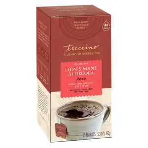 Lion's Mane Rhodiola Rose Mushroom Herbal Tea Beverage