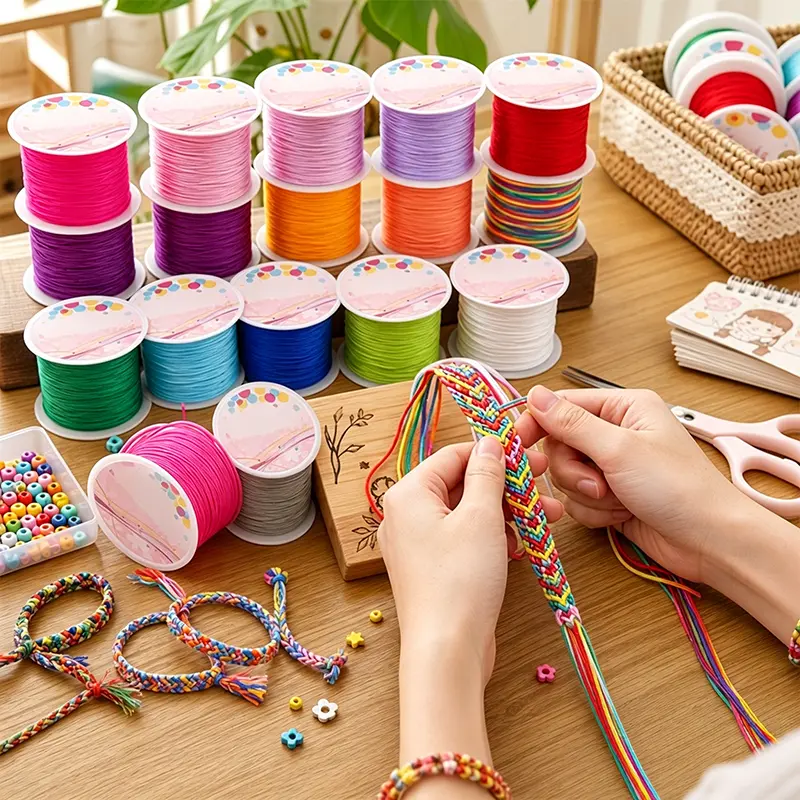 Nylon String for Bracelets, 20 Rolls Chinese Knotting Cord Nylon Beading Thread for Kumihimo, Braided Bracelets, Beading, Necklaces, Macrame Craft, Wind Chime, Jewelry Making