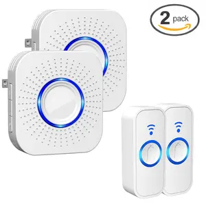 【2 Packs】Wireless doorbell,  Waterproof Door Bell Chime Kit with 1000ft Range, 32 Chimes, 5-Level Adjustable Volume up to 110dB, LED Flash Light & Mute Mode, Easy Install, Safety for Home, Office, Classroom & Hearing Impaired
