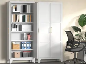 LONGLINK 71“Metal Indoor Storage Cabinet - 5 Adjustable Shelves, Quiet Magnetic Doors, Anti-Tip Design, 120LBS Per Shelf metal pantry gavetero organizador