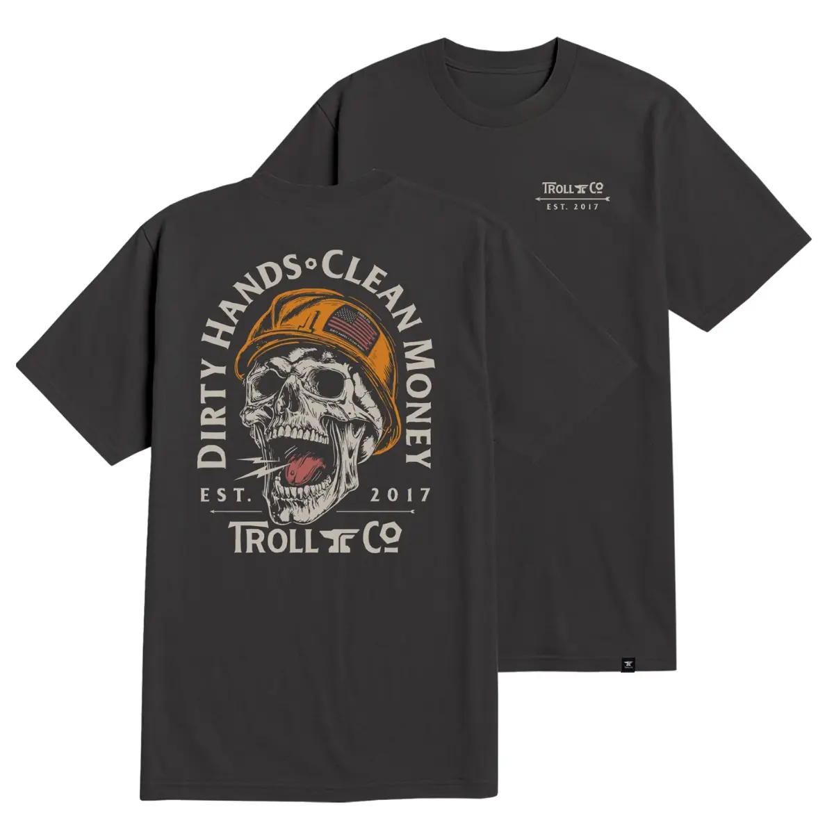 Men's 180g 100% Cotton Oversized Classic T-Shirt - Blue Collar Worker Skull Hard Hat Graphic Top, Construction Pride Apparel, Fun Labor Job Outfit, Tshirt, Menswear, Seamless, Soft, Shoulder Tape, Relaxed, Casual, Pre-Washed, Premium Cotton, 3Xl, Skull Pr