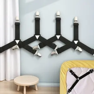 Bed Sheet Fastener, 4 Counts 360° All-round Grip Bed Sheet Fastener, Adjustable Bed Sheet Holder, Bedding Accessories for Home Bedroom, Durable Bedding Accessories