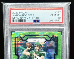 Prizm 2023 Aaron Rodgers Neon Green Pulsar No 227 PSA GEM MT 10 Collectible Card 100535537