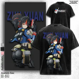 Zhu Yuan Zenless Zone Zero ZZZ Game Glitch Graphic T-shirt Streetwear Oversized Bungie Fan Gift Heavyweight Aesthetic Print Unisex Top