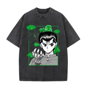 valentine shirts  Washed Vintage Anime YuYu Hakusho Kuwabara Kazuma Kurama Minamino Shuuichi Hiei Urameshi Yuusuke5 Eyes Graphic T-shirt Men Tshirt