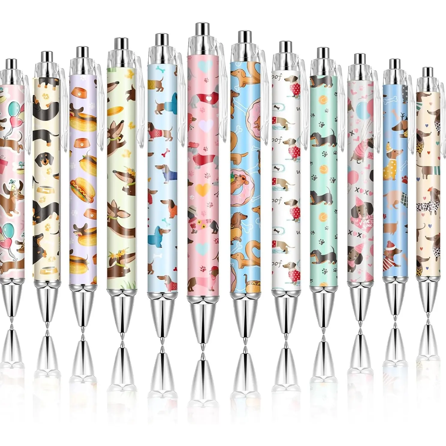 12 Pcs Animal Lover Office Ballpoint Pens, Funny Work Pens, Cute Pens, Sloth Flamingo Flower Llama Corgi Highland Cow Horse Dachshund Pug Designs, Ink Writing Tools, Creative Stationery, Office Stationery Supplies