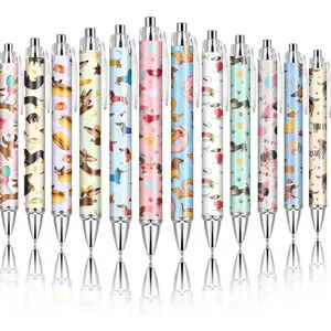 12 Pcs Animal Lover Office Ballpoint Pens, Sloth Flamingo Flower Llama Corgi Highland Cow Horse Dachshund Pug Designs, Ink Writing Tools
