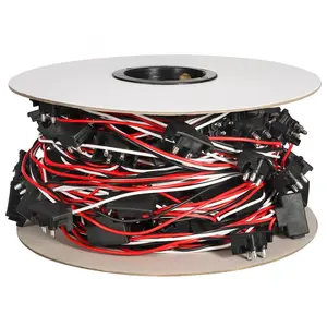 Partsam Continuous 3 Prong Right Angle Plug Wire Harness Roll Male Bullet Plugs for Side/Tail Clearance Marker Lights,100pcs Plugs, 3 Prong, 12" Lead Between Plugs