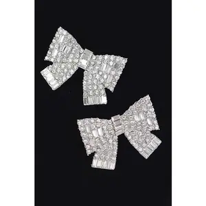 Ribbon Shape Rhinestone Earrings