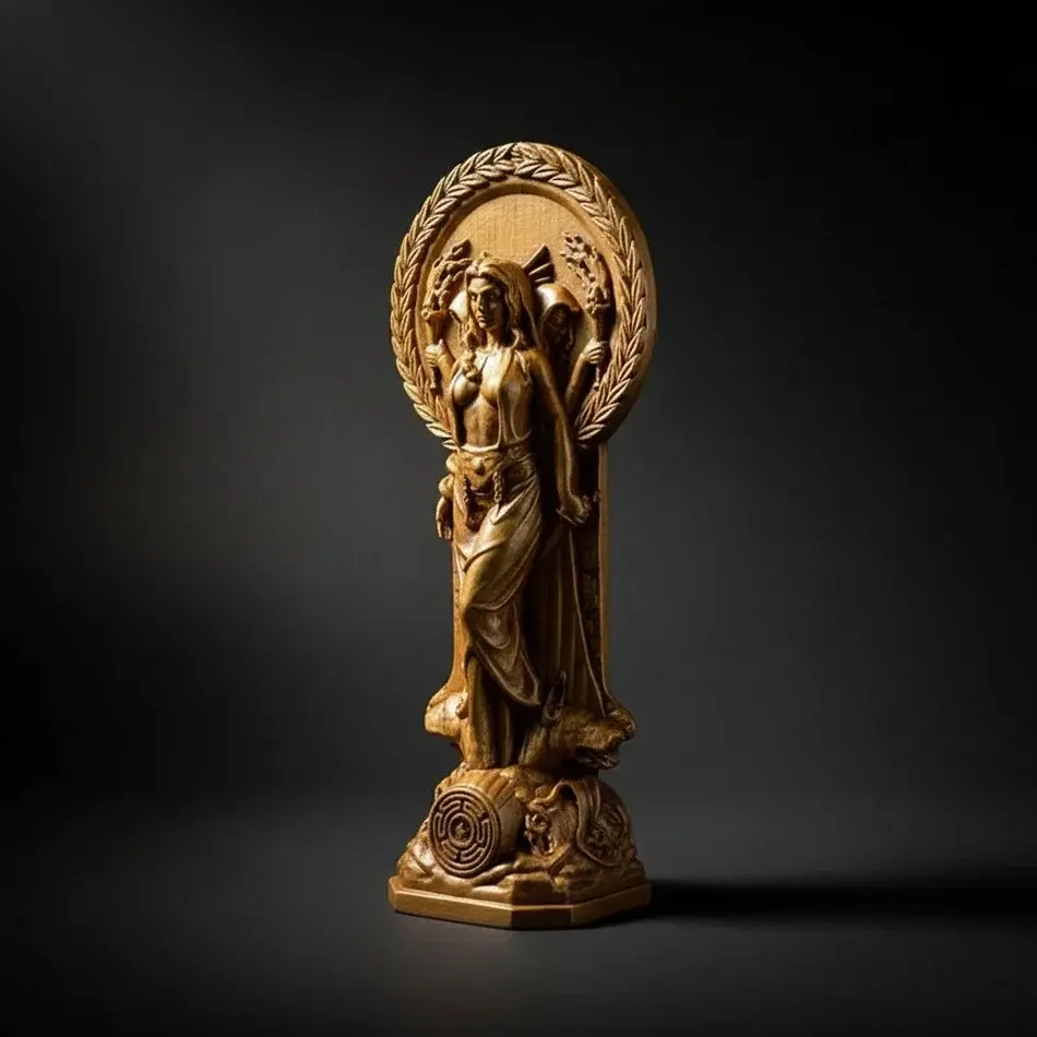 Greek Hecate Statue - Crossroads Deity Figure, Decorative Witchy Decor for Witchcraft Aesthetic & Devotion Home Ornaments