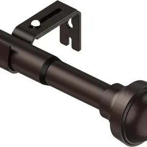 Brown Curtain Rods for Windows 48 to 84 Inches, 1 Inch Adjustable Heavy Duty Decorative Curtain Rod Set, Easy to Install with 3 Brackets, Suitable for  Styles of Bedrooms, Living Rooms.