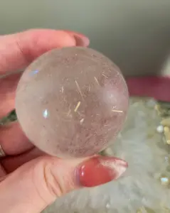 Clear Quartz Sphere with Golden Rutile Inclusions | Opt F