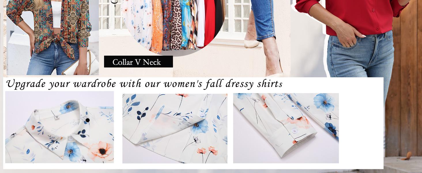 ZEAGOO Women's Longsleeves Button-Down Blouse, Floral Printed Lady Top with Elegance Style, Business Casual Work Outfits (S-XXL)