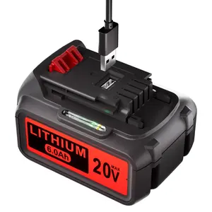 LBXR20 20V 6.0Ah Replacement Battery High-Capacity 6000mAh with Built-in USB Port for Device Charging & Tool Compatibility Chargeable Chargeable