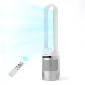 【fathersdaygift】VEVOR Bladeless Tower Fan, 65° Oscillating Standing Fan, 12 Speeds & 4 Modes & 8H Timer, 14.76 ft/s High Velocity Floor Air Circulator, Powerful Airflow for Bedroom, Living Room, Home, Office, White, Fans, Fan For Bedroom