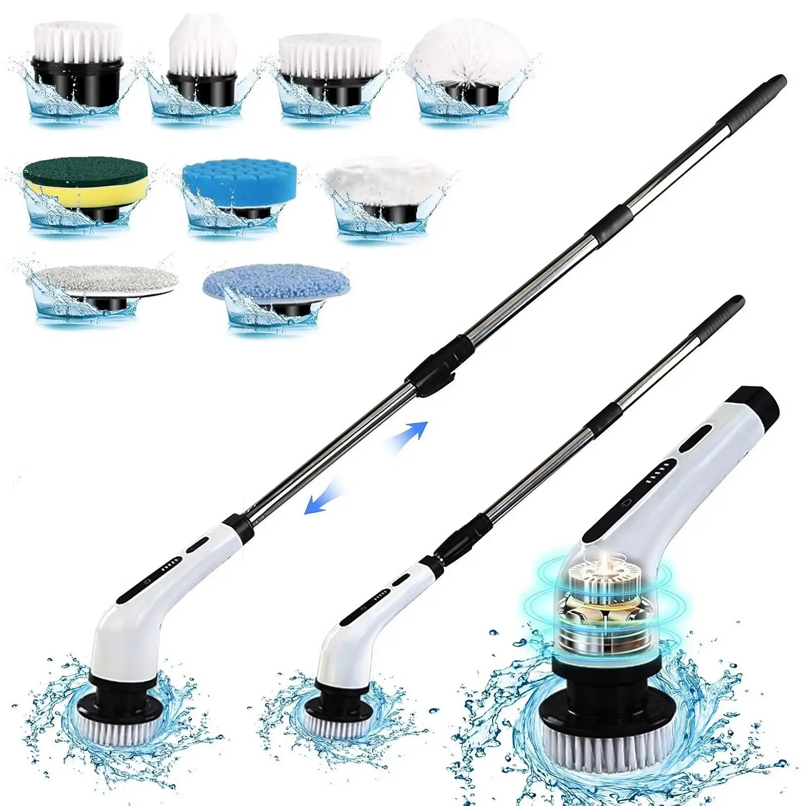 Electric Spin Scrubber, 1 Count Rechargeable Cordless Cleaning Brush with Replaceable Brush Heads, Household Cleaning Tool for Home, Bathroom, Kitchen