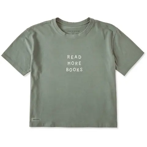 Women's Read More Books Jumble Short Sleeve Crusher Boxy Tee