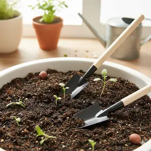 Mini Gardening Tool Set, Lightweight Shovel Rake Digging Tools for Balcony Planting, Indoor/Outdoor Small Garden Equipment, Easy Home Gardening Kit, Compact Plant Tools.
