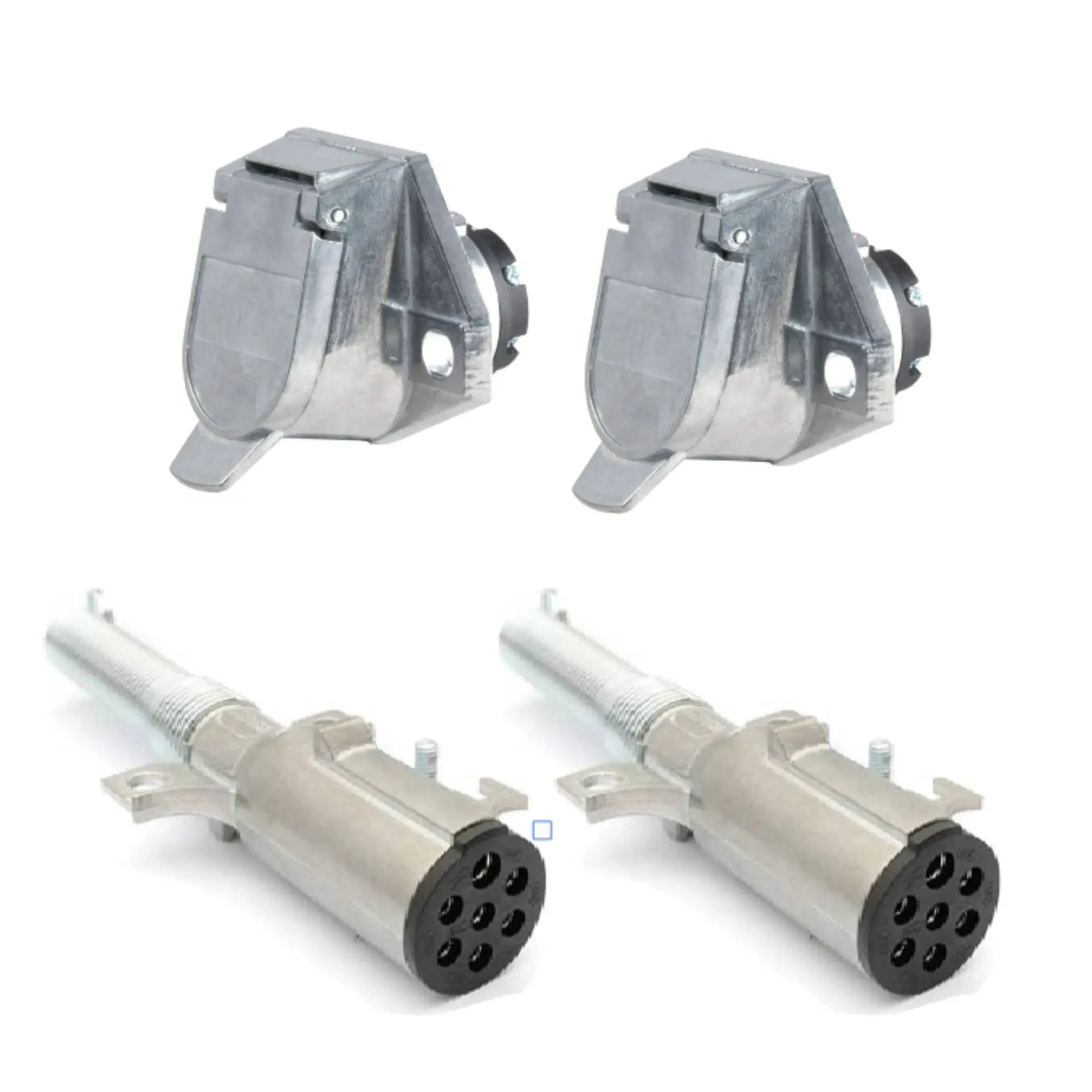 Spring Inside Plug Socket 7-Way Electrical Plug with Spring Guard with Split pin Socket - 2 Pack ...