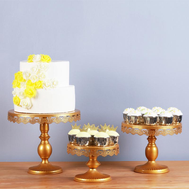 Set of 3 Round Metal Cake Stand Set, Displaying Table for Birthday Party Cake Display Baby Shower Wedding Pastry Decor Supplies Cupcake Dessert Decoration