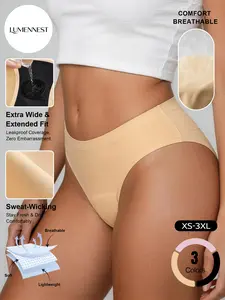 LUMENNEST  Women’s Low Rise Seamless Period Briefs, Solid Color 4-Layer Leakproof Underwear, High Stretch Sweat-Wicking Odor Control Menstrual Panties for Daily Wear