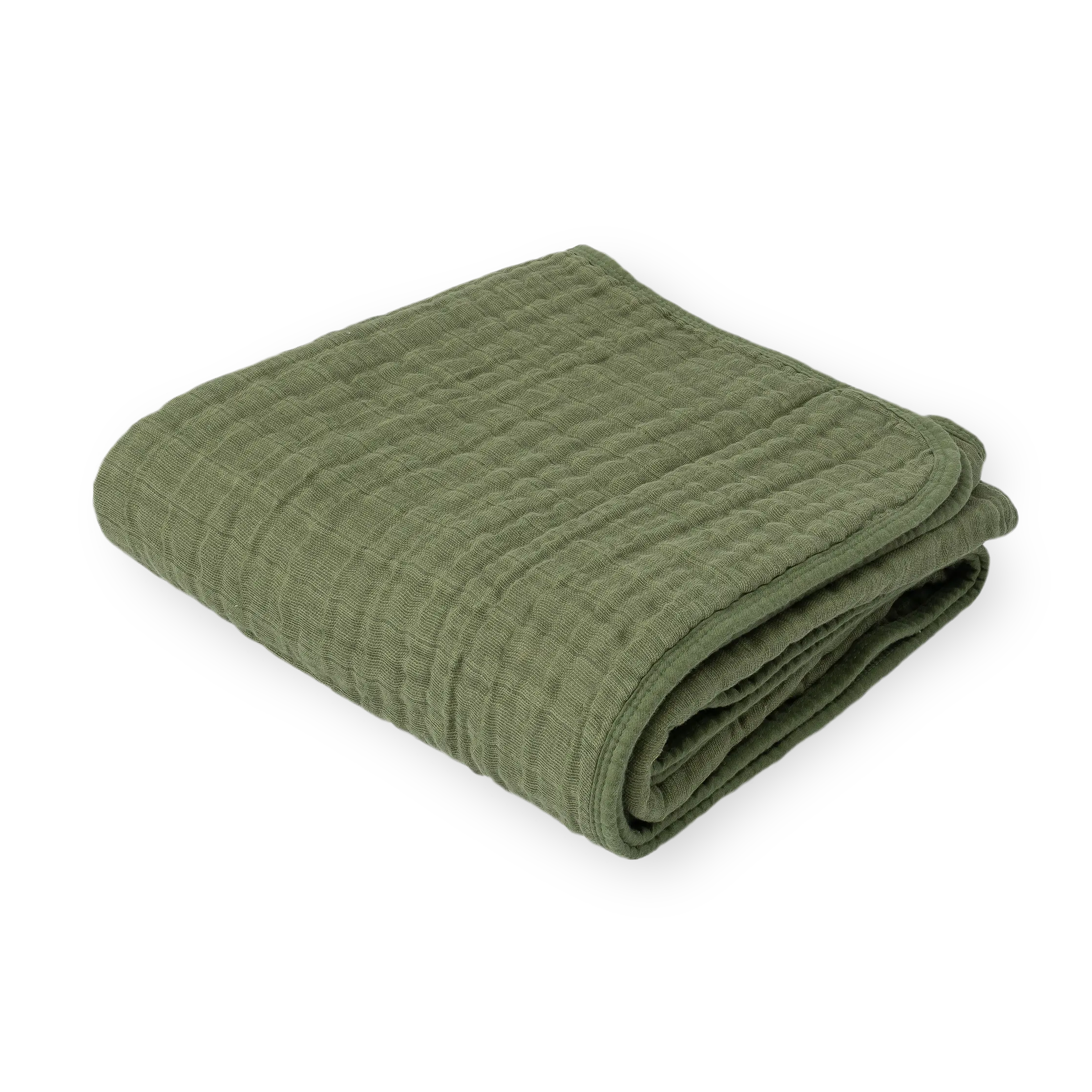 Original Cotton Muslin Quilted Quilt - Fern, Lightweight Breathable Bedding, Soft Breathable Bedspread