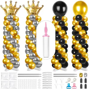 4 Sets Balloon Column Stand and Balloon Pump, 9 Feet Balloon Stands for, Balloon Column kit for Baby Shower Graduation Wedding Birthday
